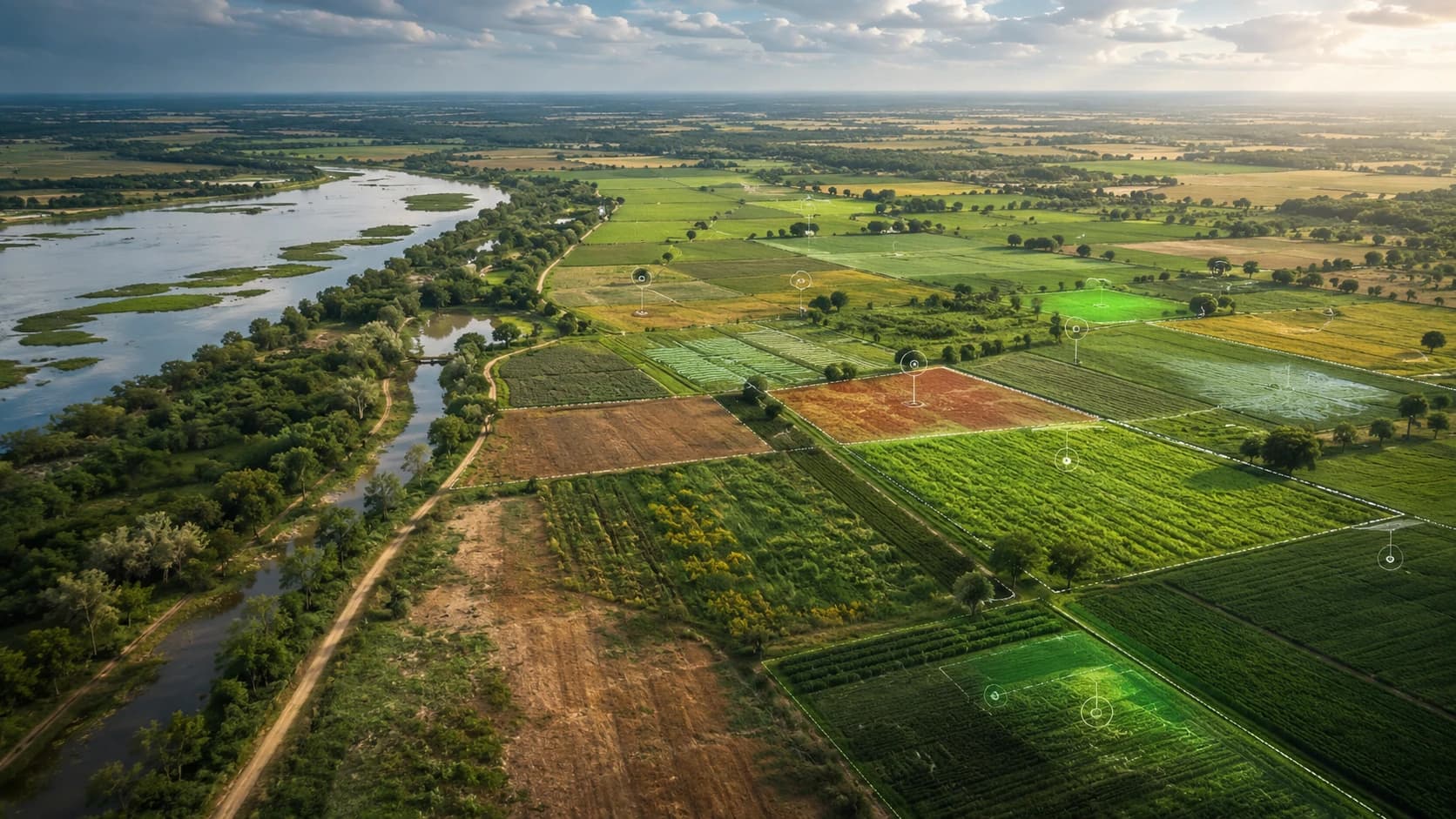 Farmland and vegetation analysed from multi-spectral satellite imagery